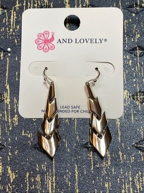 And Lovely Gold Tone Chevron Drop Earrings